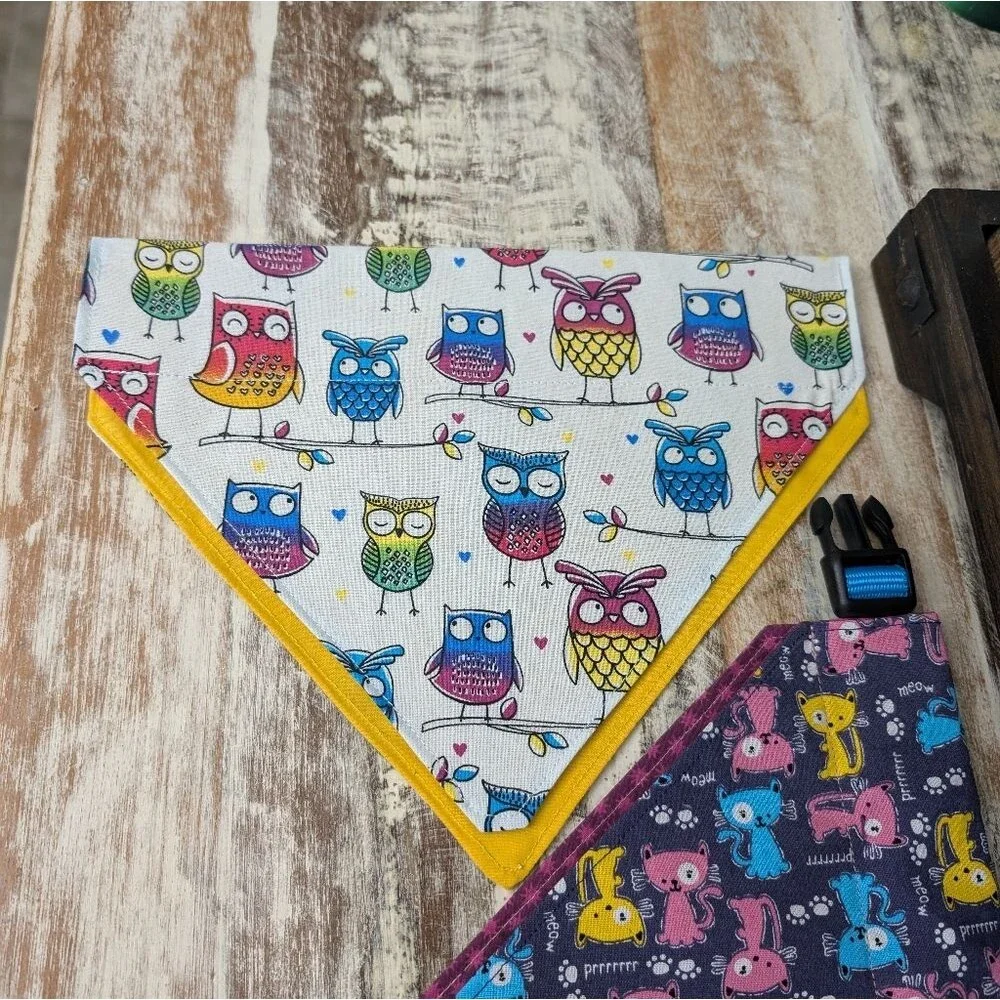 Hand Crafted Over the Collar Pet/Dog Bandanas Set of 3, Size Medium
